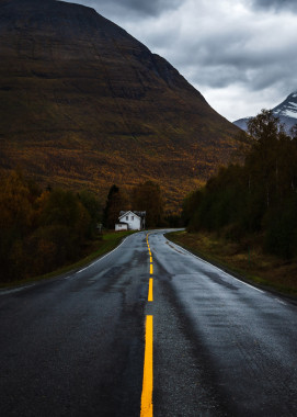 A house along an empty road