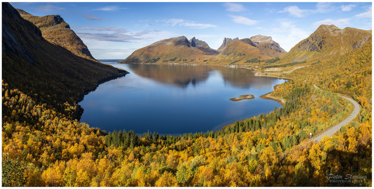 A spectacular view across Bergsbotn fjord in Senja, Norway