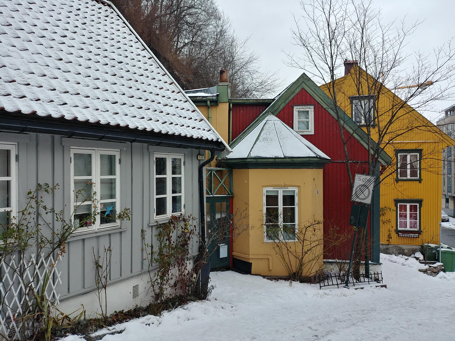 Rue Damstredet à Oslo en hiver